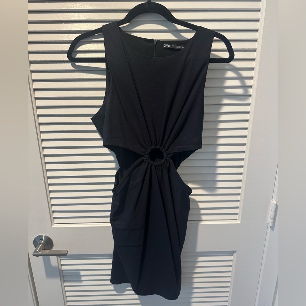 Zara mini dress with cut outs and center ring waist